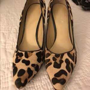 Leopard print cow leathered pumps